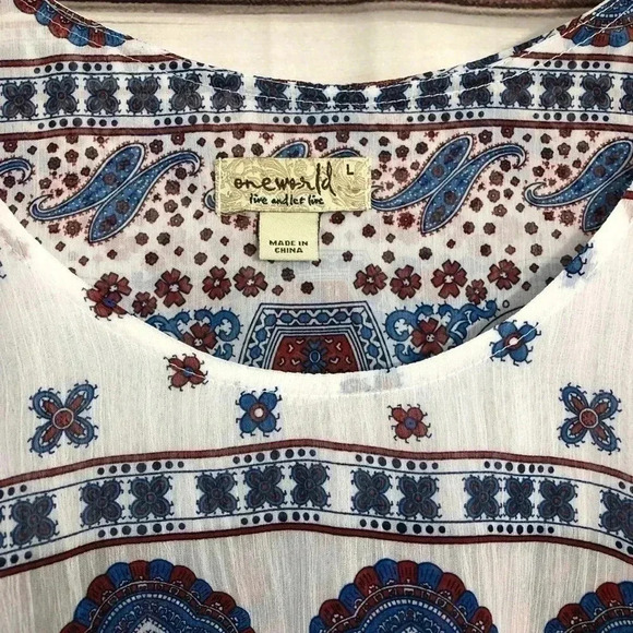 One World Ruffled Layered Sleeveless Lined Top L - Picture 7 of 8